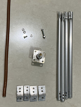 made from aluminium tube for radials, and copper tube for driver