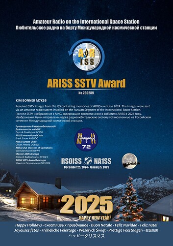 ARISS SSTV XMAS 2024 Diploma