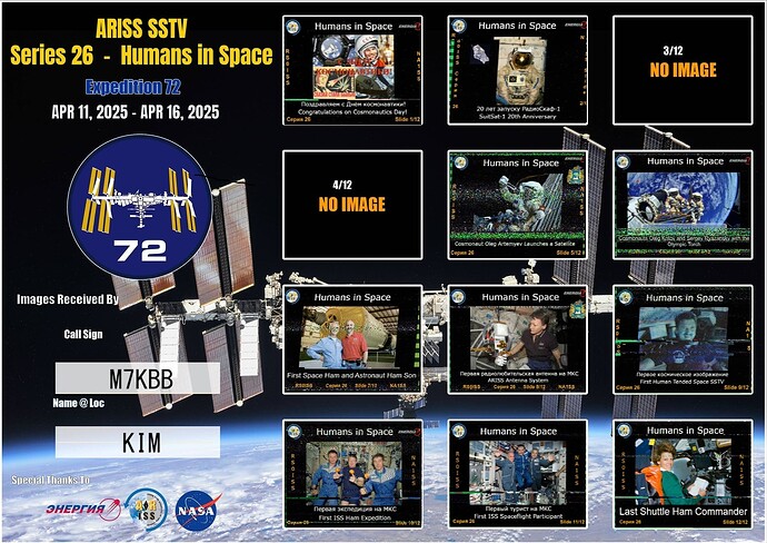 ARISS SSTV 11th -16th April 2025