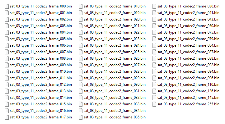 codec2 packets 0-36
