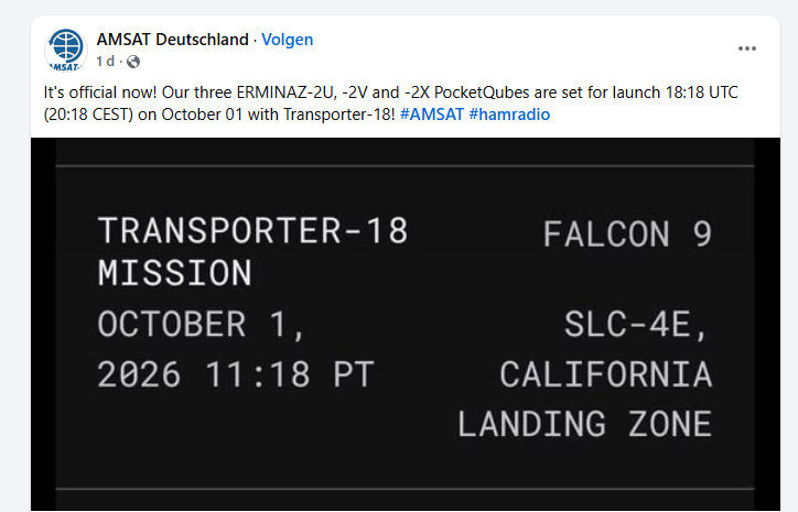 Rspace Command Transporter-18: Oct 2026 - Page 2 - Launches - Libre Space Community